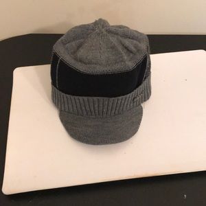 Grey and black beanie cap
